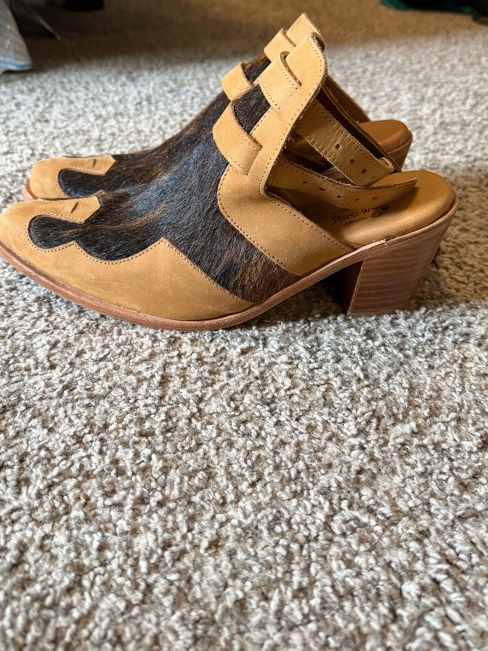 Women's hair on western booties - Agave Sky